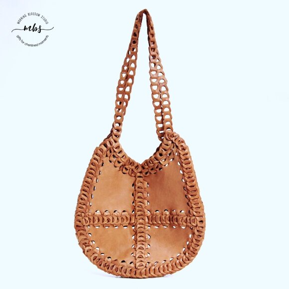 J. Crew Loop Chain Leather Shoulder Bag Tan - Picture 3 of 9